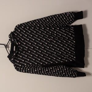 Champion Black Reverse Weave All Over Logo Hooded Sweatshirt Size Medium